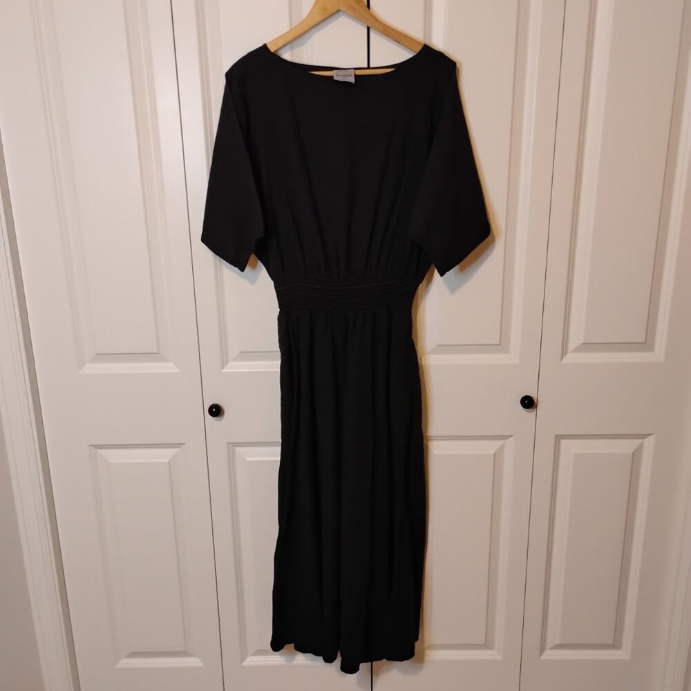 Color Me Cotton Women's Black Short Sleeve Round Neck Long Maxi Dress Size S